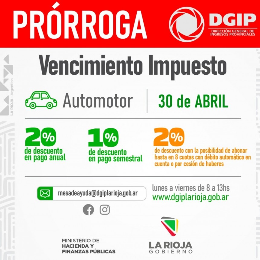 Prorrogan el vencimiento del Impuesto Automotor hasta el 30 de abril